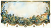 Elegant watercolor ornamental frame with gold accents, floral swirls, and tassels on a vintage parchment background for certificates or invitations.
