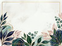 Watercolor botanical foliage frame with navy, blush, and sage leaves on cream background, isolated design for invitations, cards, and branding projects.