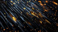 Glowing orange light streaks and bokeh effects on dark background create dynamic diagonal lines pattern, abstract technology concept for digital communications.