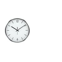 Modern minimalist wall clock with white face and black hands isolated on white background for home decor and office design projects.