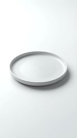 Empty white ceramic plate on clean background for food presentation and culinary design projects.