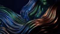 Abstract flowing waves with vibrant blue green copper metallic colors creating dynamic motion patterns for modern digital art backgrounds and designs.