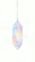 Watercolor crystal pendant with pastel gradient colors in pink, blue, and yellow tones, isolated on white background for design and decoration use.