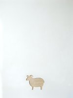 Wooden sheep silhouette isolated on white background, ready for crafts, design projects, and educational materials.