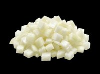 Diced onions isolated on transparent background, ready for culinary design, recipe graphics, cooking blogs, food packaging, restaurant menus, and print-on-demand kitchen products.