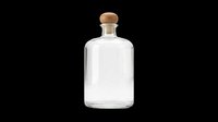 Clear glass bottle with wooden cork stopper, isolated on transparent background, ready for t-shirt design, stickers, clipart, print on demand, and sublimation projects.