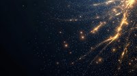 Magical golden light particles and sparkles floating in dark space with glowing streaks and stardust effect creating ethereal atmosphere for festive backgrounds.
