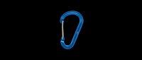 Blue aluminum carabiner clip isolated on transparent background, ready for climbing gear, outdoor adventure, safety equipment clipart, t-shirt design, stickers, and print on demand use.