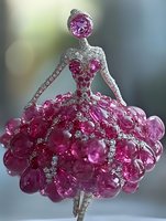 Elegant pink gemstone ballerina figurine with sparkling crystal dress and silver accents, luxury decorative art piece for feminine interior design and gift concepts.