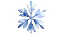 Delicate blue watercolor snowflake with eight pointed petals in gradient shades from light to deep indigo, painted on white background. Suitable for winter holiday designs.