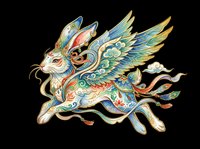 Ornate mythical winged creature with decorative patterns, isolated on transparent background. Ready for t-shirt design, clipart, stickers, sublimation, and print-on-demand projects.