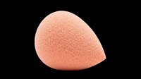Peach makeup blending sponge isolated on transparent background, ready for beauty clipart, stickers, print on demand, sublimation, and T-shirt design use.