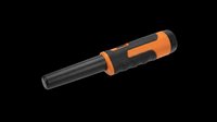 Metal detector pinpointer tool with orange and black grip, isolated on transparent background. Ready for clipart, print-on-demand, sublimation, t-shirt design and sticker applications.