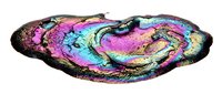 Colorful mineral specimen with vibrant pink, blue, and yellow crystalline formations on dark matrix, suitable for geology education and scientific illustration.