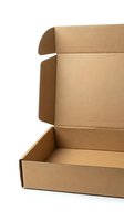 Brown corrugated cardboard shipping boxes stacked and opened on white background, isolated for packaging and delivery design projects.
