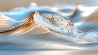 Abstract fluid wave with golden and blue tones creating smooth flowing motion, perfect for backgrounds in luxury branding and wellness designs.