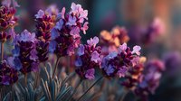 Purple lavender flowers in soft focus with dreamy bokeh background creating romantic garden atmosphere for wellness and aromatherapy designs.