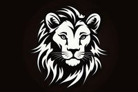 Majestic lion head silhouette with detailed mane and facial features on black background, isolated design element for logos, tattoos and creative projects.