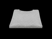 Folded gray crew neck t-shirt isolated on transparent background, ready for mockup, print on demand, apparel design, stickers, and clipart use.