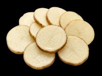 Fresh raw potato slices isolated on transparent background, ready for food design, stickers, print on demand, T-shirts, clipart, and sublimation projects.