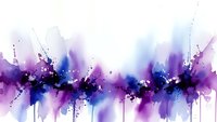 Abstract watercolor splash in purple and blue tones with paint drips on white background for modern art projects and creative designs.