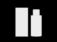 Blank cosmetic bottle with box mockup, isolated on transparent background. Ready for branding, packaging design, print on demand, stickers, and T-shirt use.