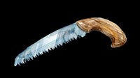 Watercolor folding pruning saw with wooden handle, isolated on transparent background. Great for stickers, t-shirt design, clipart, print on demand, and sublimation projects.