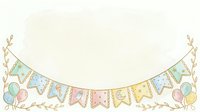 Pastel bunting banner with balloons and botanical branches on isolated white background, ready for party invitations, greeting cards, and design projects.