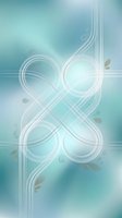 Abstract turquoise and white flowing design with geometric circles, curved lines, and floating leaf elements creating modern, elegant composition for contemporary backgrounds.