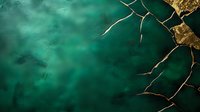 Cracked golden pattern on emerald green background with organic texture and flowing design creates luxurious abstract art composition for modern decor.