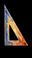 Watercolor triangle with blue, yellow, and rust tones, isolated on transparent background. Ready for clipart, t-shirt design, stickers, sublimation, print-on-demand products, and digital crafts.