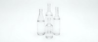 Clear glass bottles collection on white background isolated for product design and packaging mockup projects.