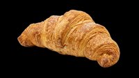 Freshly baked golden croissant isolated on transparent background, ready for bakery menus, food blogs, stickers, print on demand, and T-shirt design use.
