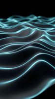 Glowing cyan neon waves flowing across dark background, creating smooth undulating lines with luminous edges. Modern digital art for tech, innovation, and contemporary design projects.