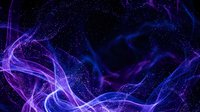 Abstract purple and blue energy waves flowing through cosmic space with glowing particles and light trails creating dynamic motion effects for digital backgrounds.