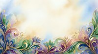 Ornamental floral border with swirling leaves and decorative flourishes in watercolor style, isolated on white background for design projects and layouts.