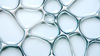 Organic cell-like shapes in soft blue and white tones create abstract pattern with delicate curves and lines, suitable for modern minimalist design backgrounds.