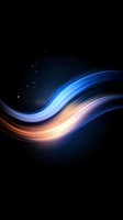 Dynamic flowing waves of blue and orange light create an elegant abstract pattern against dark background, suitable for modern tech and business designs.