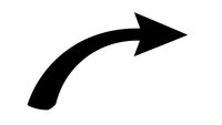 Black curved arrow pointing right isolated on white background for graphic design and presentation use.