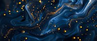 Luxury dark blue marble texture with gold glitter particles, abstract fluid art background for elegant design projects.