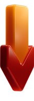Orange and red downward pointing arrow symbol on white isolated background, suitable for web design, presentations and marketing materials.