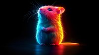 Glowing neon mouse silhouette with vibrant blue and orange light effects against dark background, digital art style for creative design projects and modern illustrations.