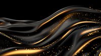 Elegant black and gold flowing waves with sparkling particles create luxurious abstract motion for premium design projects and sophisticated branding materials.