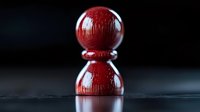 Red glass chess pawn piece on dark background with dramatic lighting and reflection, showcasing strategy and leadership concept in business setting.