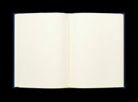 Open book with blank cream pages and dark blue cover, isolated on transparent background. Ready for design use on t-shirts, clipart, stickers, print-on-demand products, and sublimation projects.