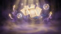 Mystical floating documents surrounded by glowing orbs and magical energy in cosmic space with purple nebula clouds and sparkling stars.
