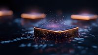 Open book with glowing particles and light rays emanating from pages on dark digital background, symbolizing knowledge, learning, education, and technology integration for online courses.