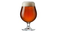 Fresh amber craft beer with creamy foam head in elegant tulip glass isolated on white background for brewery marketing and beverage design projects.
