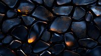 Dark polished stones with warm golden light glowing between cracks creating dramatic contrast and mystical atmosphere for meditation and wellness designs.