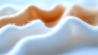 Smooth flowing abstract waves in white and orange create gentle rolling landscape with soft gradients and blurred transitions. Minimalist design for backgrounds.
